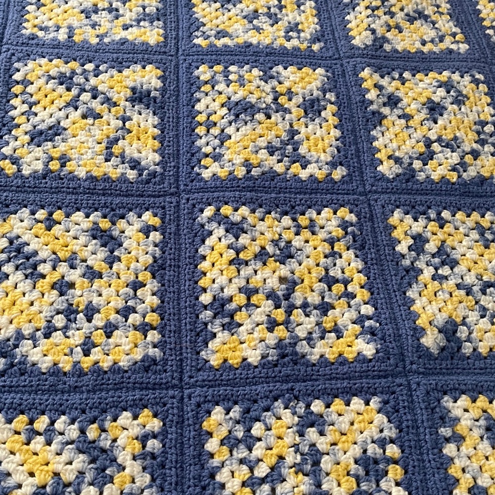 Handmade crochet throw blanket 63’ x 52’